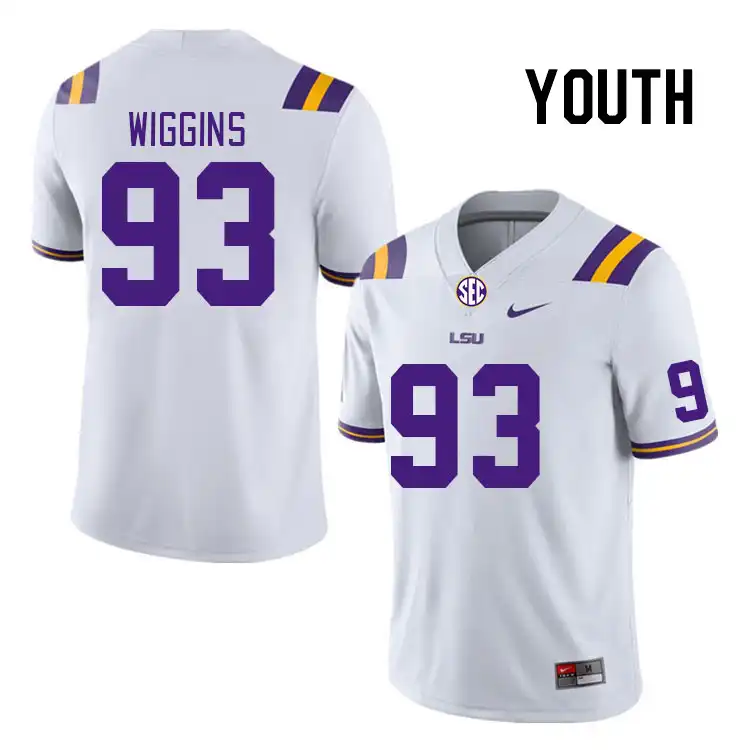 Youth LSU Tigers Quency Wiggins #93 White NCAA Football Jersey